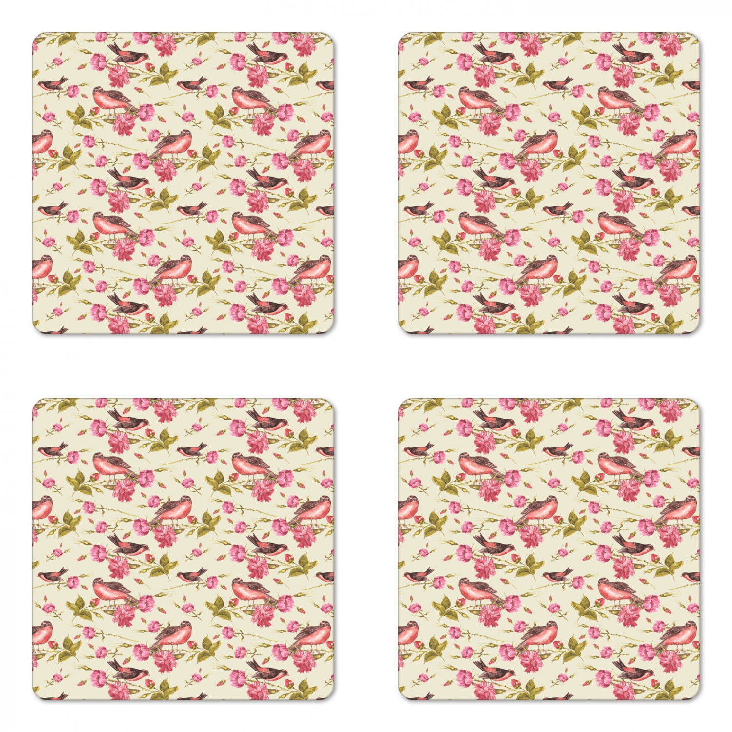 Floral Pastel Bat Coaster Set