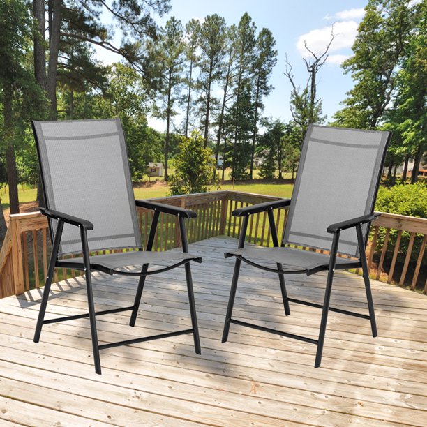 Folding Patio Chair Set of 2, BTMWAY Portable Patio Dining Chair Set w