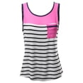 thumbnail image 1 of FashionOutfit Women's Color Contrast Sailor Striped Zipper Detail Pocket Tank Tops, 1 of 3