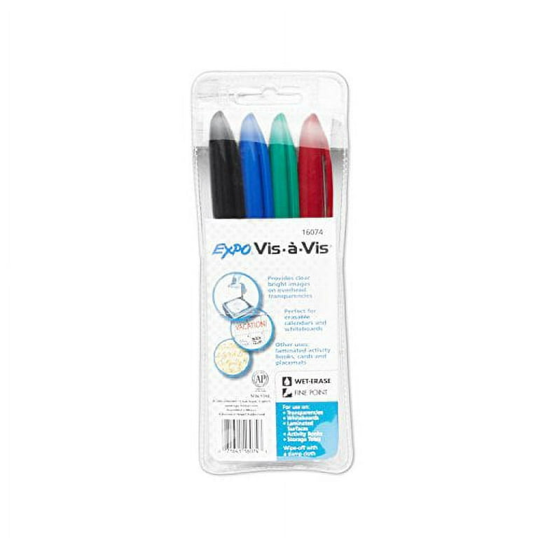 EXPO 1574: Vis-A-Vis Wet Erase Marker, Broad Chisel Tip, Assorted