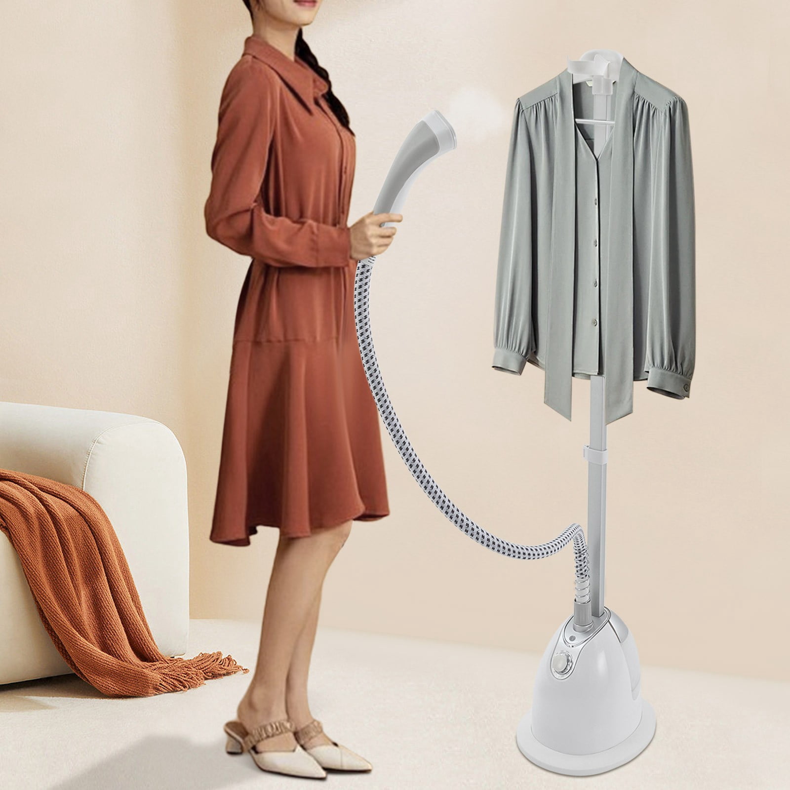 10 Gears Professional Garment Steamer Floor Stand Steaming Wrinkle Remover for Humid Silk Noil Silk Cotton Fiber
