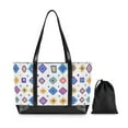 thumbnail image 7 of FORMRS Canvas Laptop Tote Bag for Women with 15.6" Computer Compartments Shoulder Handbag, Purple Retro Shapes, 7 of 7