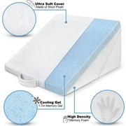 ONDEKT Wedge Pillow for Sleeping Multipurpose Pillows with Cooling Gel Memory Foam Top, White