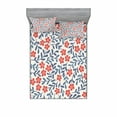 thumbnail image 2 of Ambesonne Floral Fitted Sheet & Pillow Sham Set, Spring Imagery Vintage, Twinxl, Cadet Blue Coral Cream, 2 of 3