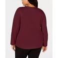 thumbnail image 2 of Charter Club Women's Plus Size Supima Cotton Split-Neck Top Wine Size 3X, 2 of 3