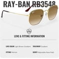 thumbnail image 5 of Ray-Ban RB3548 HEXAGONAL Square-Round Shaped Non-Polarized Sunglasses for Men & Women - Includes Official RAYBAN Eyewear Kit - Ideal Formal & Casual Wear Sunglasses - Light Brown Gradient Lens, 5 of 7