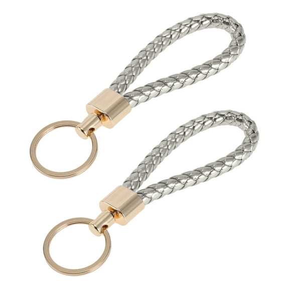 Unique Bargains Car Keychain Universal Key Chain with Ring for Key Fobs for Home Zinc Alloy Gold Tone Silver Tone 2 Pcs