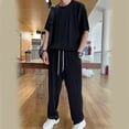 thumbnail image 3 of Men Short Sleeve T-shirt And Drawstring Pants Two-piece Sets Ice Silk Sport Suit, 3 of 10