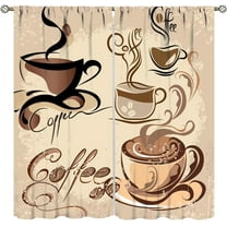 Coffee Kitchen Curtains,Coffee Theme Rustic Drink Dessert Window Treatments for Bedroom Living Room Café Modern Cute Window Drapes 2 Panels Set,Total Size 42 x 54 Inch