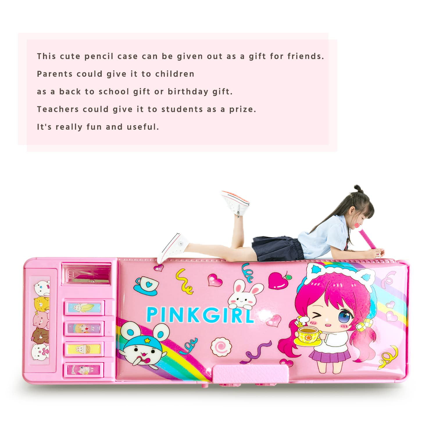 ASMANNA Pop up Multifunction Pencil Case for Kids kawaii Pen Box Bag Pencil  Holder for School Students Cute Pencil box for Girls and Boys with
