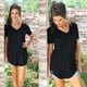 thumbnail image 5 of XXL Camiseta larga de mujer de punto de corte relajado, manga corta y cuello en V, 5 of 5