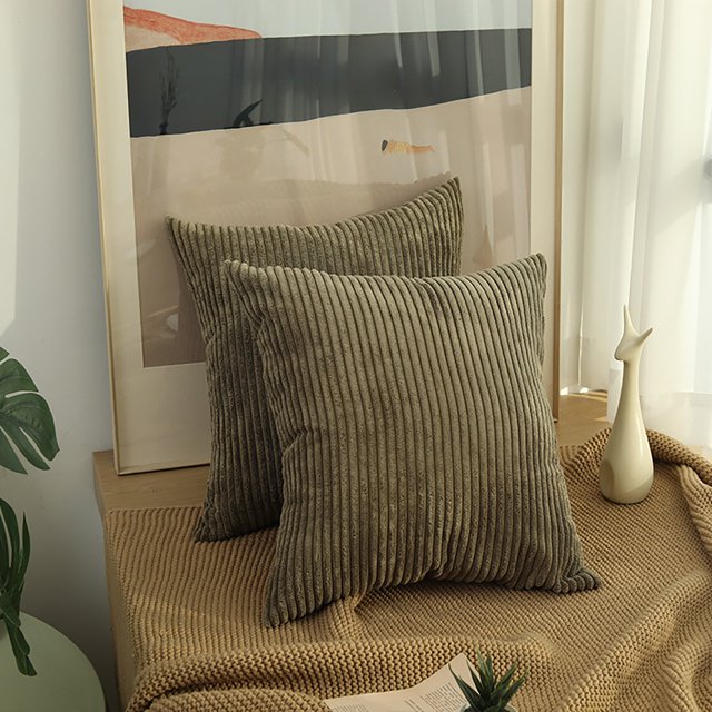 Soft Corduroy Striped Velvet Rectangle Decorative Throw Pillow Cusion For Couch 12