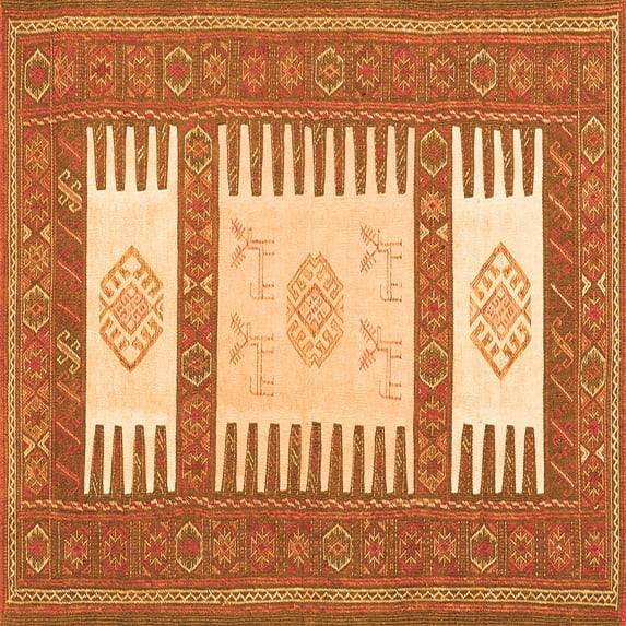 Ahgly Company Indoor Square Southwestern Orange Country Area Rugs, 4' Square