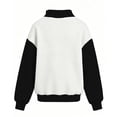thumbnail image 3 of Kids' Sweatshirt Color Block Mock Neck Dropped Shoulder Long Sleeve Casual Pullover Basic Cute Solid Color Fall Top, 3 of 4