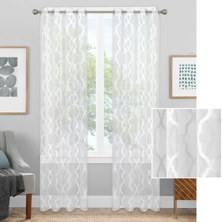 Better Homes & Gardens Sheer Lattice Ogee Window Curtain Panel