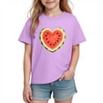 thumbnail image 2 of DAETIROS Purple Boys Cotton Heart Watermelon Graphic Tee Short Sleeve Crewneck Kids Summer Valentine T-Shirt,Size 3 T, 2 of 9