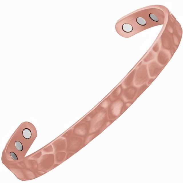 Pulsera magnética cobre puro CooperWavs 1Pza 15-18cm 8mm Cobre Texturizado Color: Cobre.
