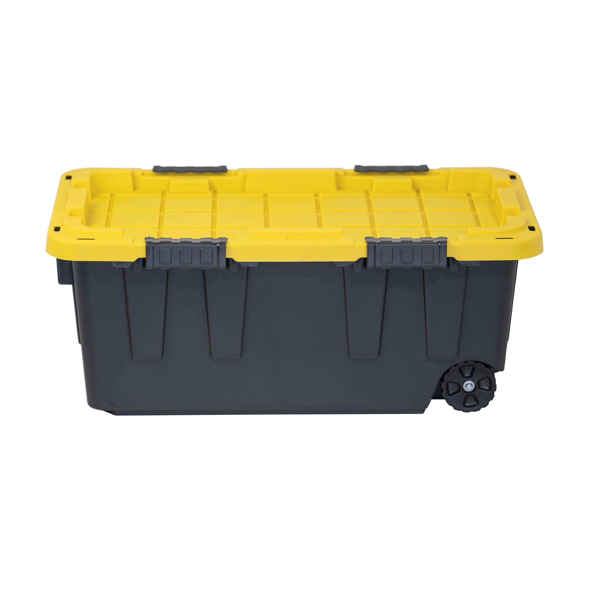 Tough Box 20 Gallon Footlocker Storage Tote with Wheels, Indoor/Outdoor, Heavy Duty, 2 Pack