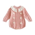 thumbnail image 2 of Fozruso Baby Girls Knit Bodysuit Long Sleeve Winter Outfit Lace Collar Romper Casual Wear Soft Comfortable Clothes For 0 12 Months Jumpsuit Cute Rompers Sizes 0-3 Months, 2 of 5