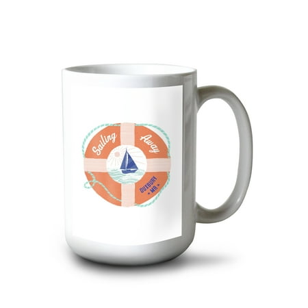 

Lantern Press 15 fl oz Ceramic Mug Duxbury Massachusetts Dockside Series Lighthouse Contour Dishwasher & Microwave Safe