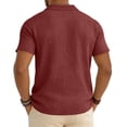 thumbnail image 4 of Qwertyu Mens Polo Shirts Short Sleeve Linen Shirt Summer Button Vacation Beach Shirt Casual Collared Shirts Lightweight Tops Wine 4XL, 4 of 7