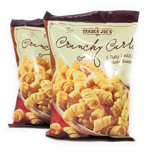 Trader Joe's Crunchy Curls Tasty Lentil and Potato Snack  6 oz, Pack of 2