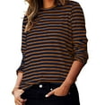 thumbnail image 4 of Nmnitkp Long Sleeve Shirts for Women Soft and Comfortable Women's Casual Striped Long Sleeve Tops Crew Neck Knit Ribbed Basic T Shirts & Breathable and Skin Friendly Long Sleeve Tops, 4 of 6