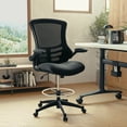 thumbnail image 3 of Flash Furniture Kelista Mid-Back Swivel Office Chair with Flip-Up Arms and Foot Ring, Black, 3 of 17