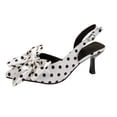 thumbnail image 2 of IWRICH Polka Dot Stilettos for Women Pointed Toe Slingback Pumps with Bow Elegant Wedding Party Casual Everyday Shoes White 9, 2 of 9