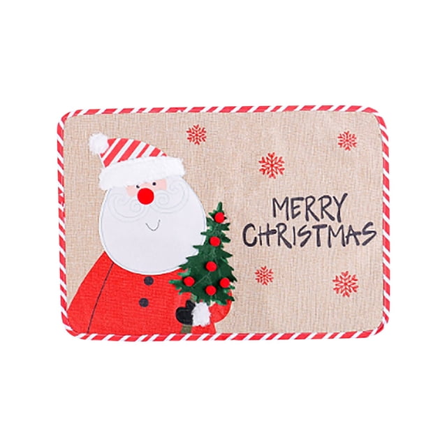 TIELUTT Napperon Bonhomme de Neige Broderie Tapis Résistants à la Chaleur Salle à Manger pour Décor des Fêtes Assiette de Rivière Compagnon Ensemble Ensemble de Table à Manger Rond 4 Pcs Assiettes de Charge en Verre 6 Décoration de Table Extérieure pour 4 Napperons de Table pour 4