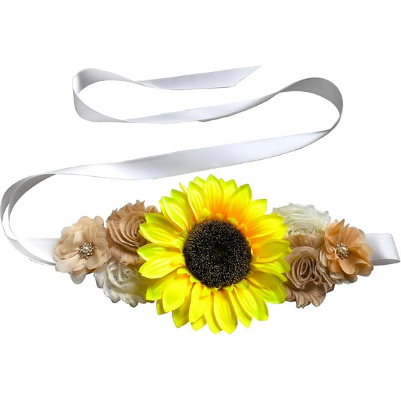 SHIQI-Sunflower Belt for Maternity Dress Sunflower Sash for Women Sunflower Sash for Baby Shower Sunflower Sash for Bridal Shower