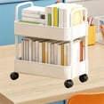 thumbnail image 5 of 2 Tier Rolling Utility Cart Storage Shelf Movable Storage Rack Kitchen Bathroom Slim Slide Organizer Snacks Toys Shelf, 5 of 5