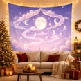 thumbnail image 3 of Full Moon and Crescent Moons with Spiral Clouds in Pastel Galaxy, Dreamy Celestial for Space Lovers, Colorful Planet Wall Art, Christmas Gift Tapestry Wall Hanging for Bedroom and Dorm, 3 of 7