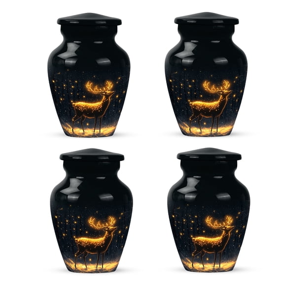 Yatskia Deer with Firefly Little Keepsake Urns for Adult Ashes Mother and Father, Mini Memorial Urn for Human Ashes, (Classic 3 Inch, Pack of 4)