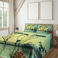 thumbnail image 3 of Ambesonne Country Fitted & Top Sheet Set with Shams, Tree Silhouettes Scenic, Yellow Blue, 3 of 8