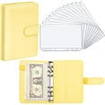 thumbnail image 1 of PU Leather Notebook Binder Budget Planner Binder Cover with 12 Pieces Binder Pocket Personal Cash Budget Envelopes System 6 Hole Binder Zipper Folder(Yellow), 1 of 7