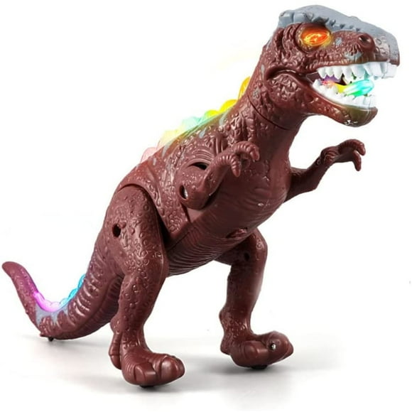 YOPTOP SUTNEG Electric T-Rex Dinosaur Toy with LED Light Up and Roaring Sound, Realistic Dinosaur Model, Walking Tyrannosaurus Toy for Kids and Toddlers,Brown