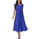 thumbnail image 2 of INSPIRE CHIC Vestido Midi Casual para Mujeres con Volantes Sin Mangas Cuello Redondo Plisado Fluido con Cinturón Color Azul Real, 2 of 6