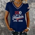 thumbnail image 2 of Short Sleeve Tops for Women Casual 250Th Anniversary Print V Neck 250Th Anniversary Tshirt Patriotic Tee Summer Womens Tshirts Navy XXL, 2 of 4