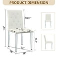 thumbnail image 3 of NYEESS Set of 4 White PU Dining Chairs with Ergonomic Buckle Backrest and Silver Legs, 3 of 9