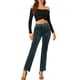 thumbnail image 2 of Pantalones de tobillo elegantes de terciopelo para mujer Inspire Chic con cintura alta y bolsillos, color gris, 2 of 5