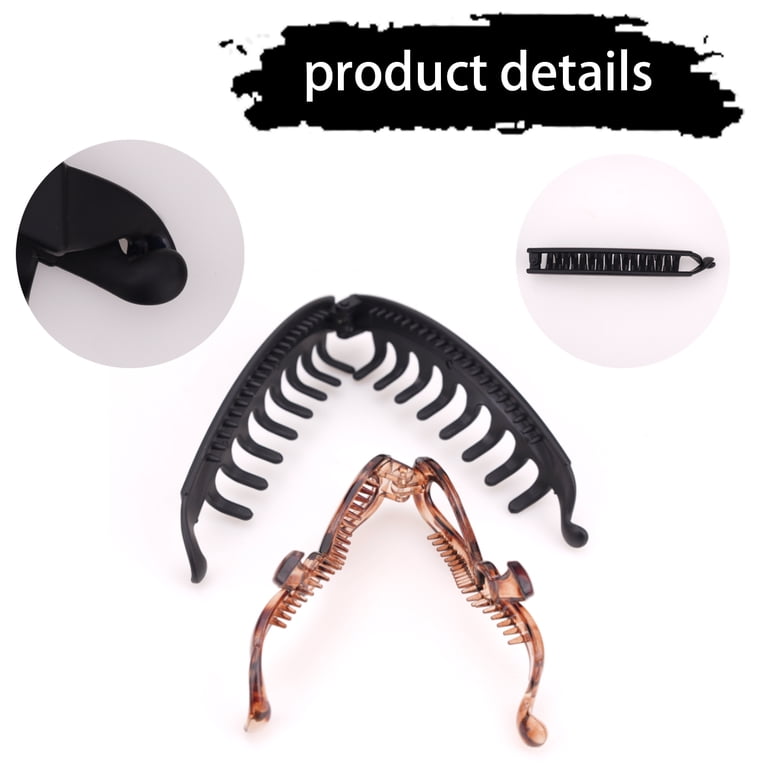 HZCrisp 4 Pack Banana Clip Set, 2 Classic and 2 Bow Hair Clips for