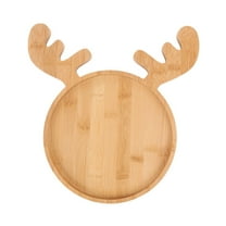 Opvise Christmas Wooden Tray Tree Santa Hat Elk Shape Rustic Multi-functional Snack Jewelry Fruit Serving Plate Storage Holder Party Supplies for Christmas Christmas