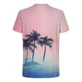 thumbnail image 4 of RYDCOT Men's Summer Graphic Coconut Tree Print Cotton Shirts Crew Neck Short Sleeve Tropical Ombre Tee Shirt Navy, 4 of 5
