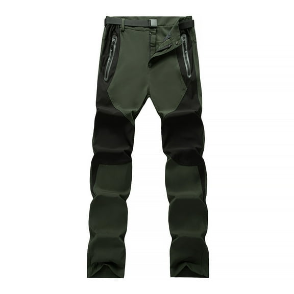 HOOMEUMY Men's Outdoor Lightweight Quick Dry Hiking Pants Water-Resistant Windproof Breathable Cargo Pants with Zipper Pockets Stretch Travel Camping Fishing Climbing Trousers Green XXL