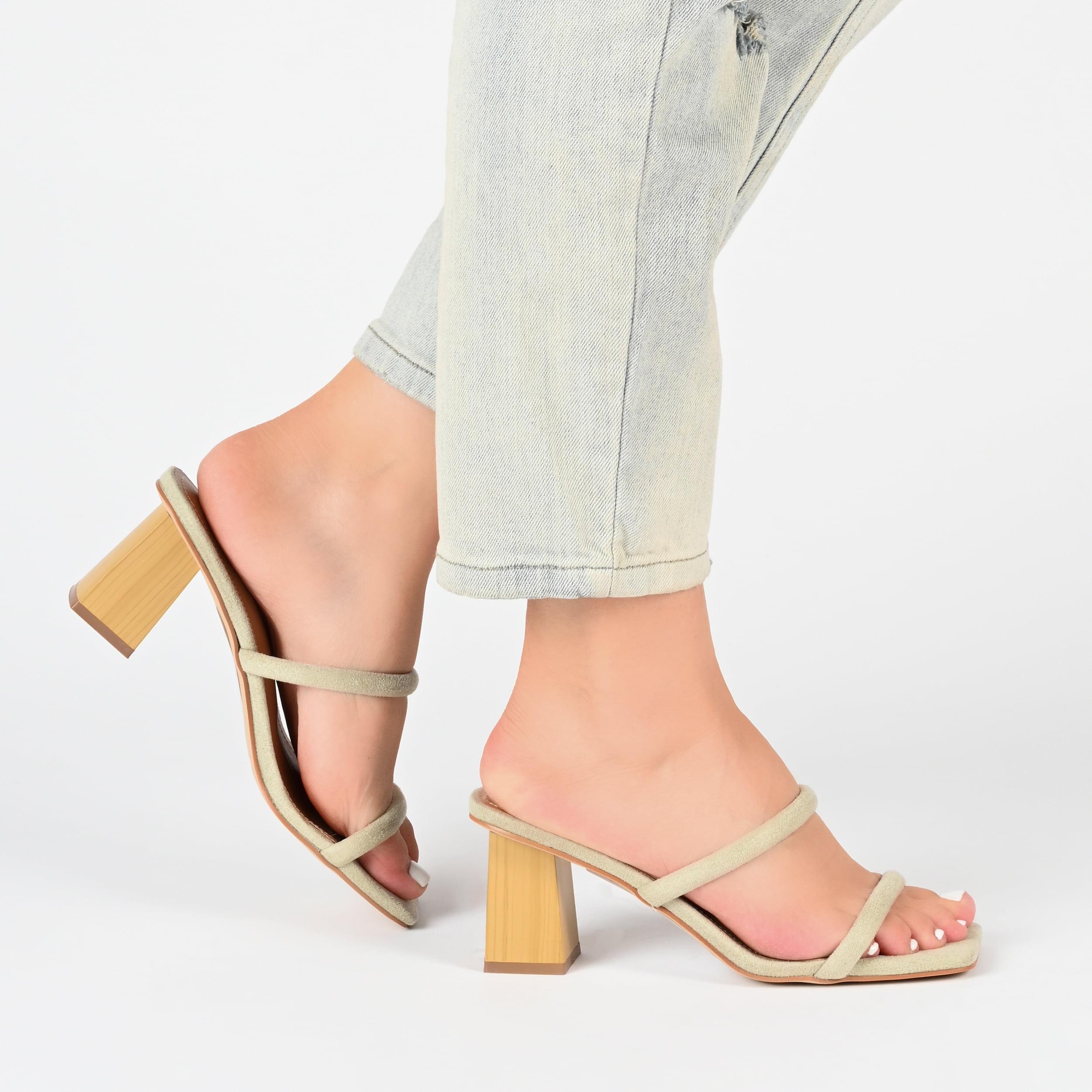 Journee Womens Henrietta Open Square Toe Block Heel Dress Sandals