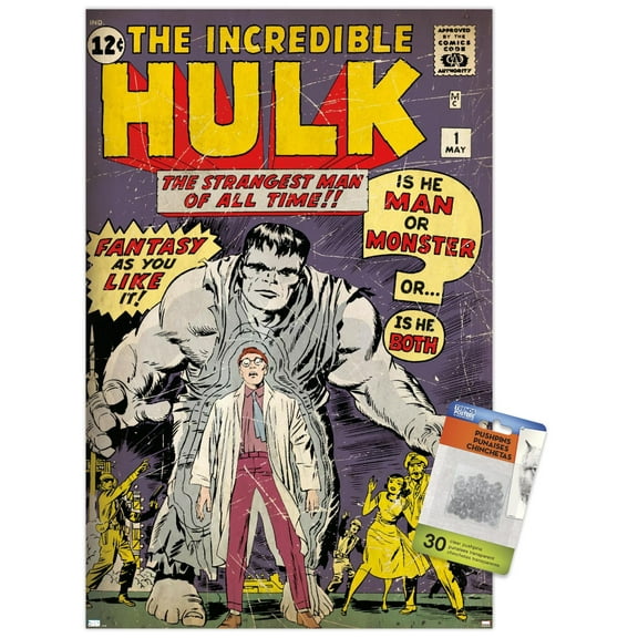 Marvel Comics - Hulk - Incredible Hulk #1 Wall Poster with Pushpins, 14.725" x 22.375"