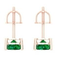 thumbnail image 4 of 1.5 ct Screw-Back Stud Earrings for Women | 6.0mm Heart Cut Simulated Emerald | 18K Rose Gold, 4 of 5