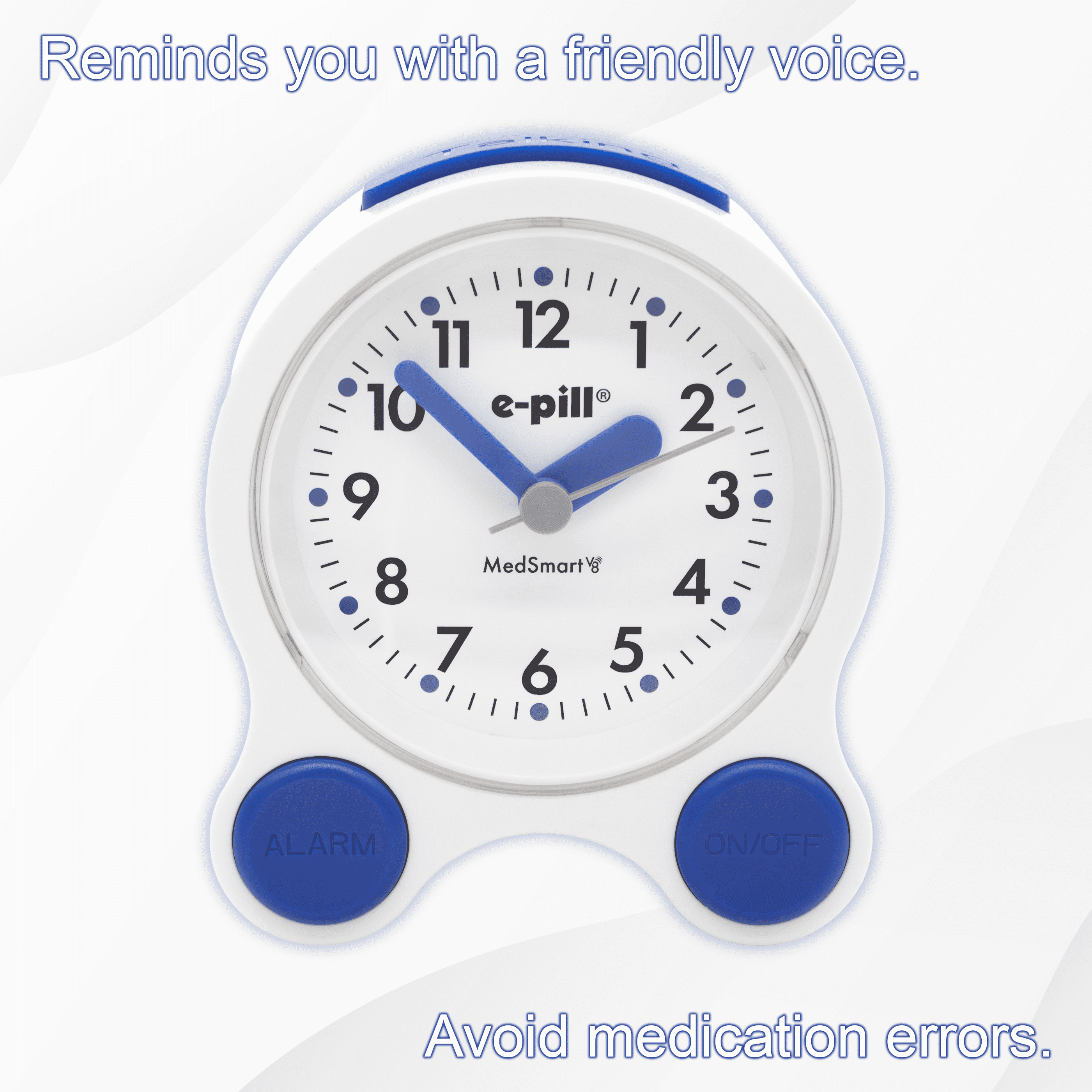 e-pill MedSmart V8 Talking Atomic Clock with 8 Medication Reminders and Personalized Voice Alarm