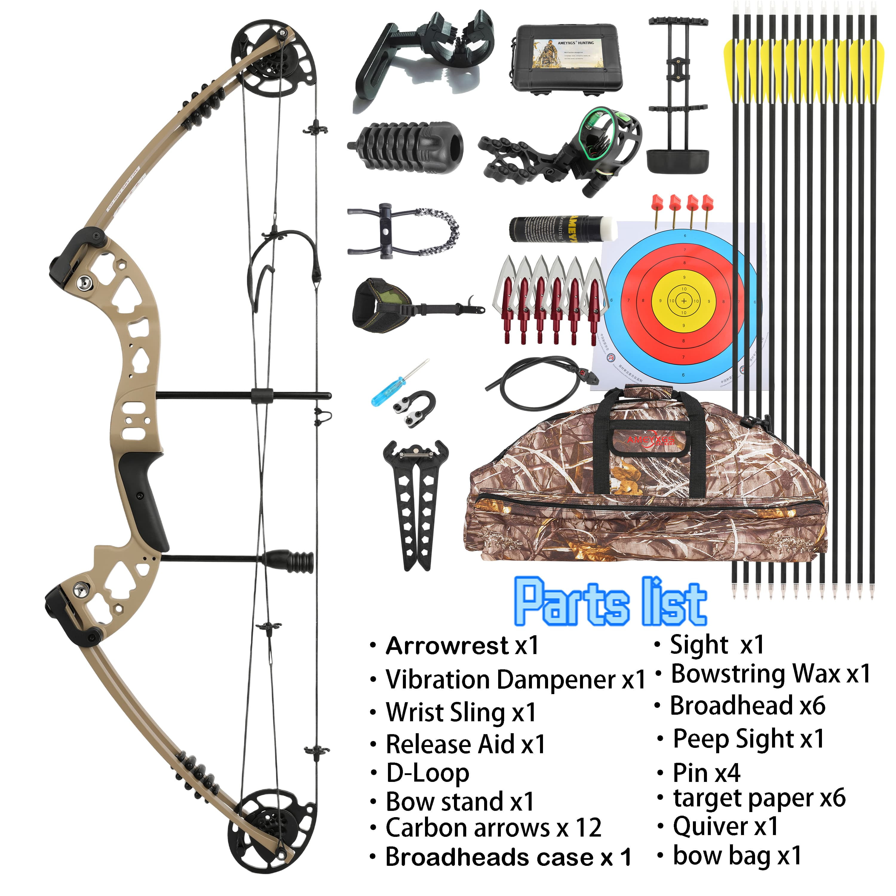 JUNXING Battleship Compound Bow and Arrows Hunting Bow 30-55 lbs